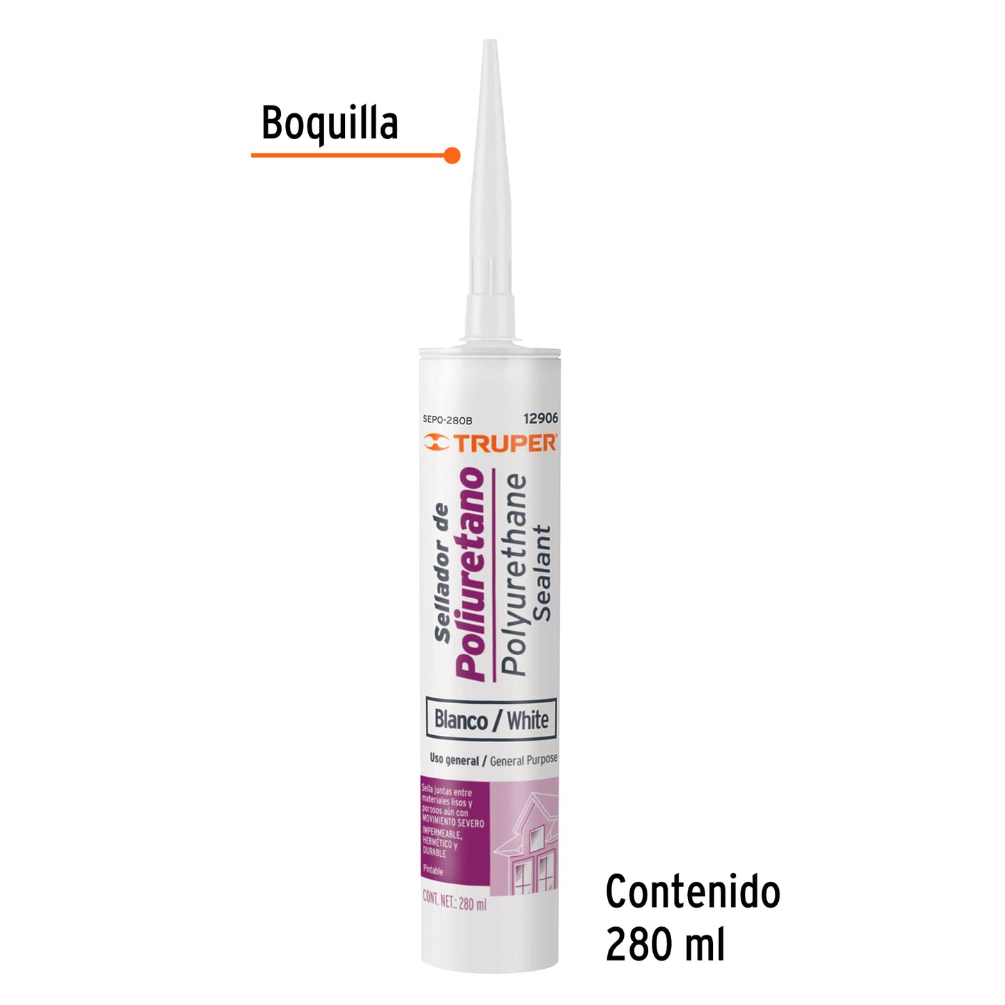 SEPO-280B Sellador de poliuretano, blanco, 280 ml