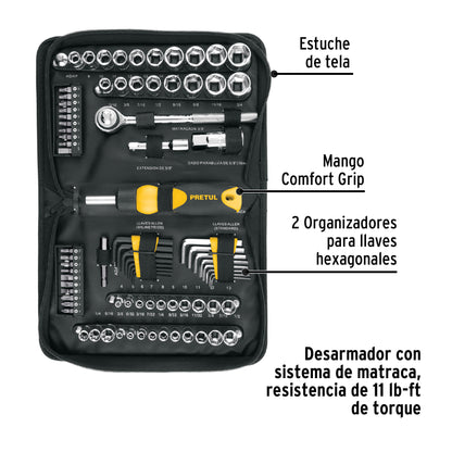 SET-85 Juego de herramientas, 85 piezas, Pretul