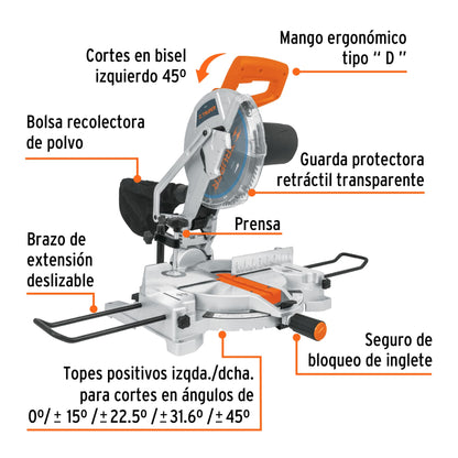 SINA-10 Sierra de inglete para corte en aluminio, 10"