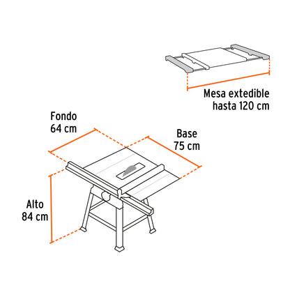 SME-10B Sierra de mesa 10' con base, 2.4 HP