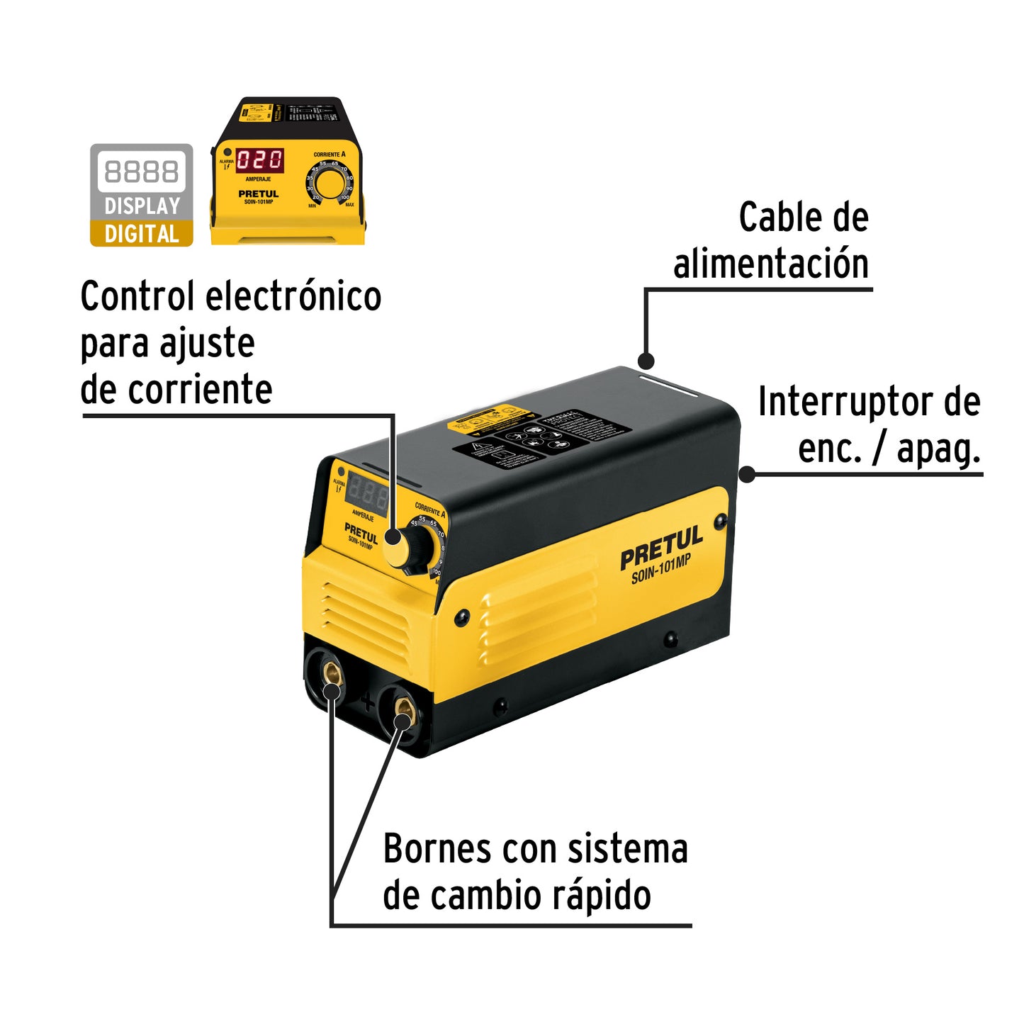 SOIN-101MP Soldadora inversora mini SMAW 100A, 127V, Pretul