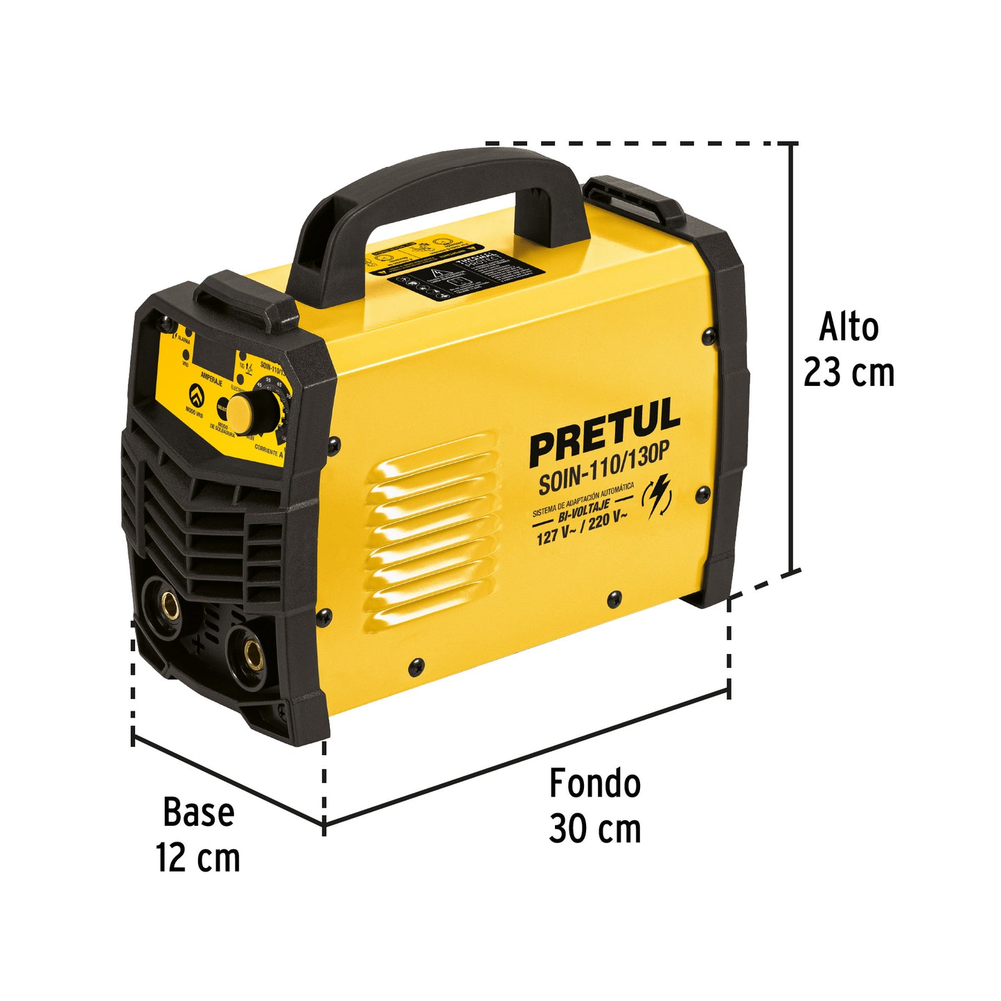 SOIN-110/130P Soldadora inversora SMAW, TIG 130A, Bi-voltaje 127/220V, Pretul