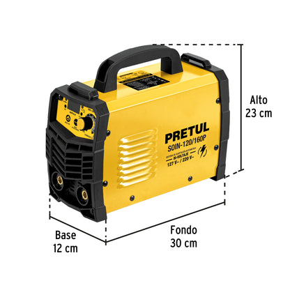 SOIN-120/160P Soldadora inversora, 160 A SMAW, TIG Bi-voltaje 127/220 V, Pretul