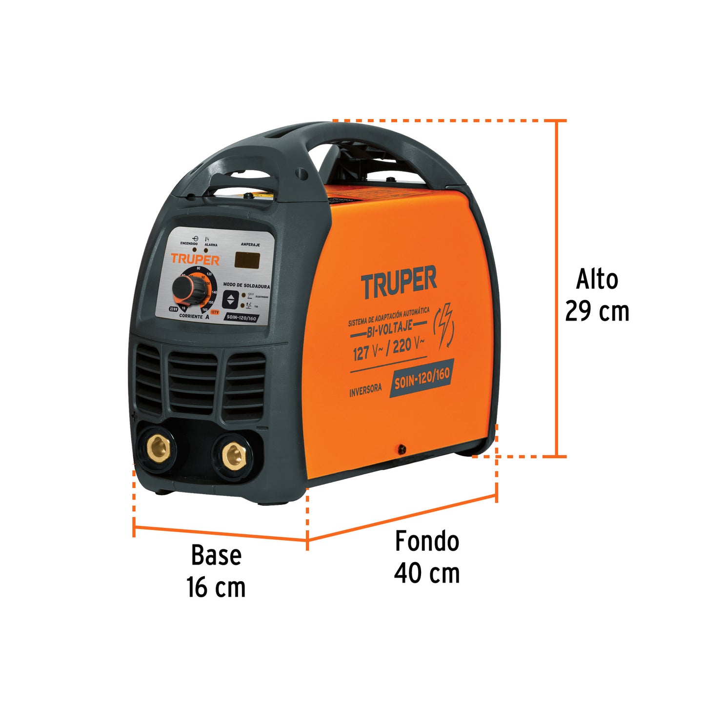 SOIN-120/160 Soldadora inversora SMAW, TIG 120 / 160 A, voltaje dual