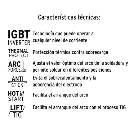 SOIN-130/200 Soldadora inversora SMAW, TIG 130 / 200 A, voltaje dual