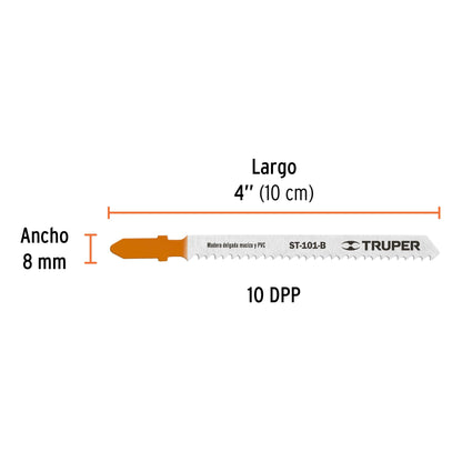 ST-101-B Segueta caladora, cortes rectos en madera, zanco t, 10 dpp