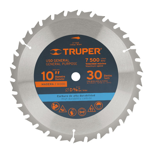ST-1030 Disco sierra p/madera 10", 30 dientes, centro 5/8"
