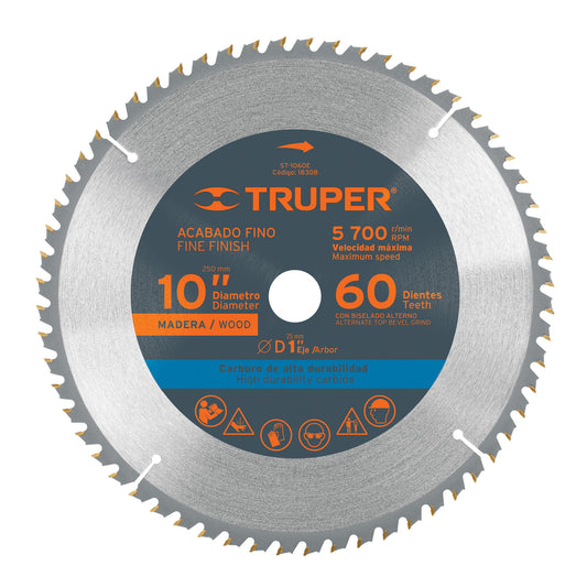 ST-1060E Disco sierra p/madera 10", 60 dientes, centro 1"
