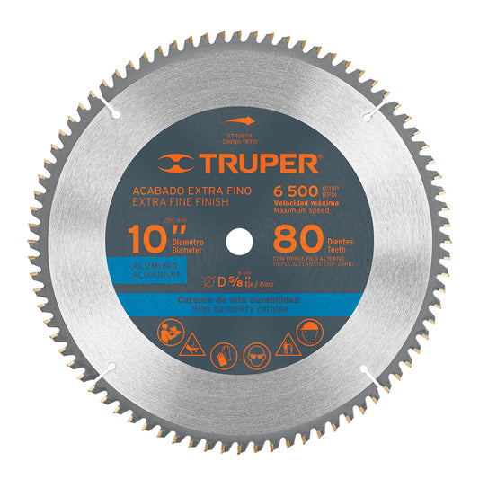 ST-1080A Disco sierra p/aluminio 10", 80 dientes, centro 5/8"