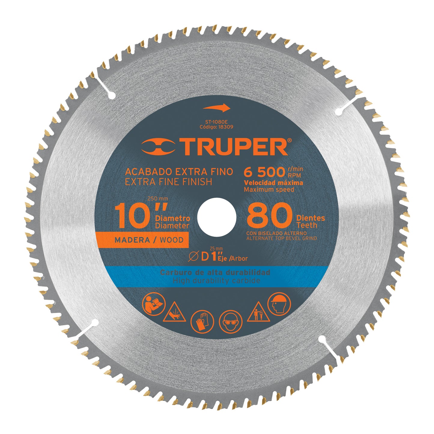 ST-1080E Disco sierra p/madera 10", 80 dientes, centro 1"