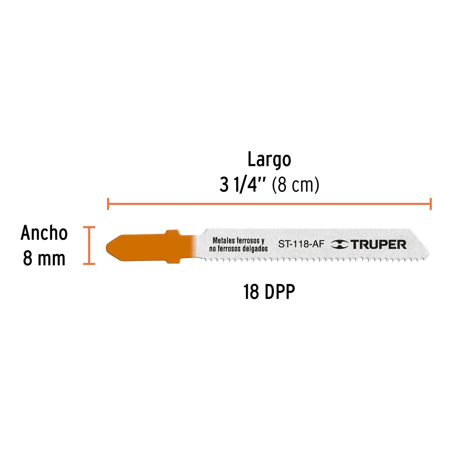 ST-118-AF Segueta caladora, cortes curvos en metal, zanco t, 18 dpp