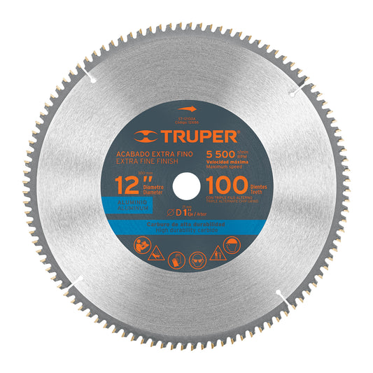 ST-12100A Disco sierra p/aluminio 12", 100 dientes, centro 1"