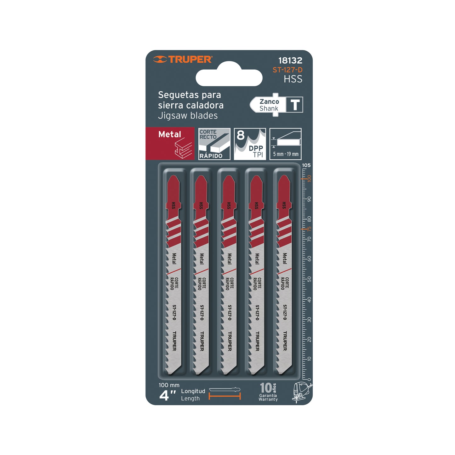 ST-127-D Segueta caladora, cts rectos plástico/aluminio, zanco t,8dpp