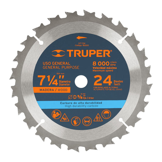 ST-724 Disco sierra p/madera 7-1/4", 24 dientes, centro 5/8"