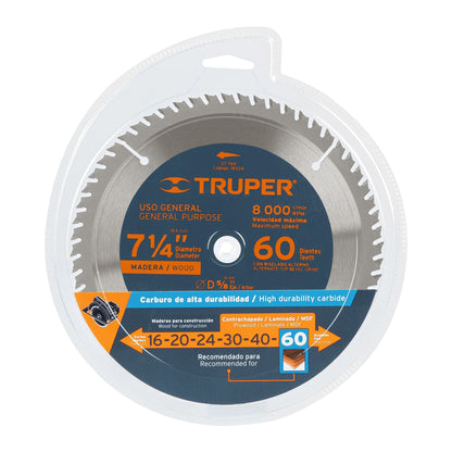 ST-760 Disco sierra p/madera 7- 1/4', 60 dientes, centro 5/8"