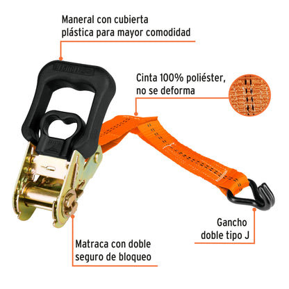 SU-1000C Eslinga con ratchet, carga máxima 1000 kg, 2 piezas