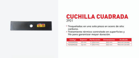 T1213390126 Cuchilla rectangular para guadaña 350 X 1.6 X 25.4 mm lacada Herragro