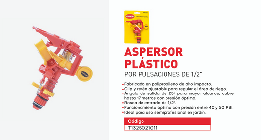 Aspersor plastico por pulsaciones de 1/2" T1325021011 Herragro