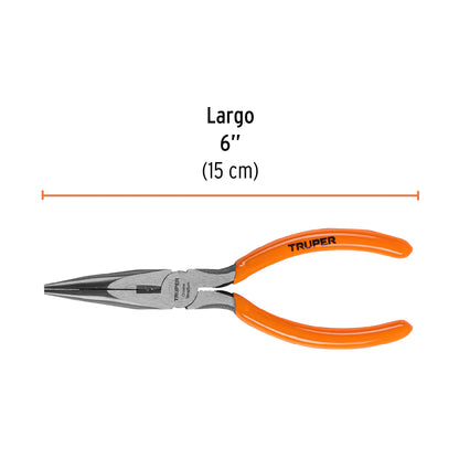T203-6 Alicate de puntab larga 6", mango de vinil