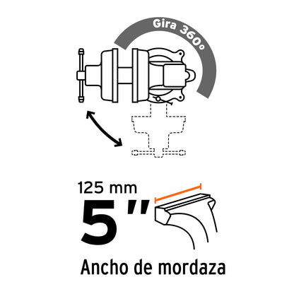 TA-5 Prensa de banco industrial 5', acero