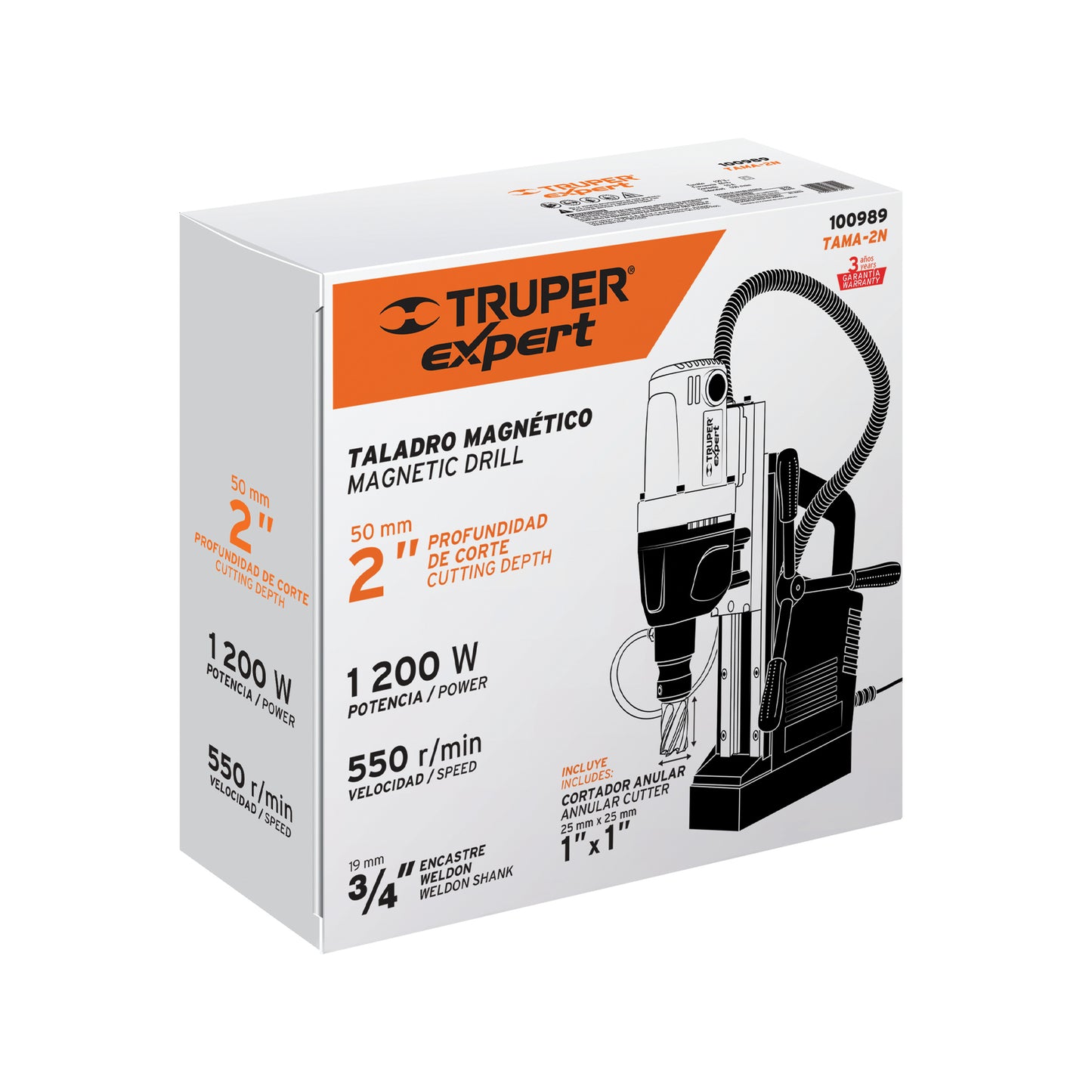 TAMA-2N Taladro magnético de 2', 1,200 W