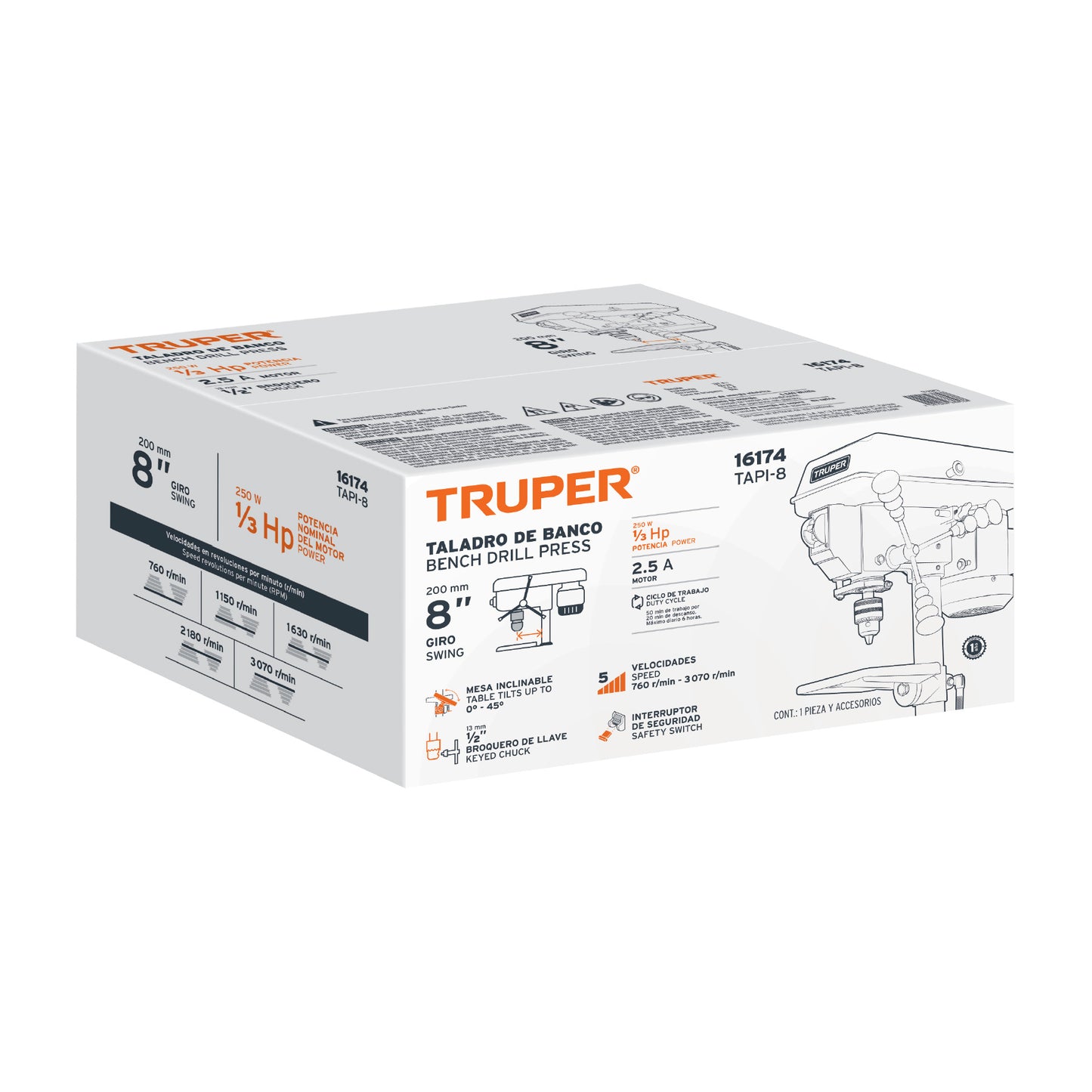 TAPI-8 Taladro de banco 1/2 x 8'