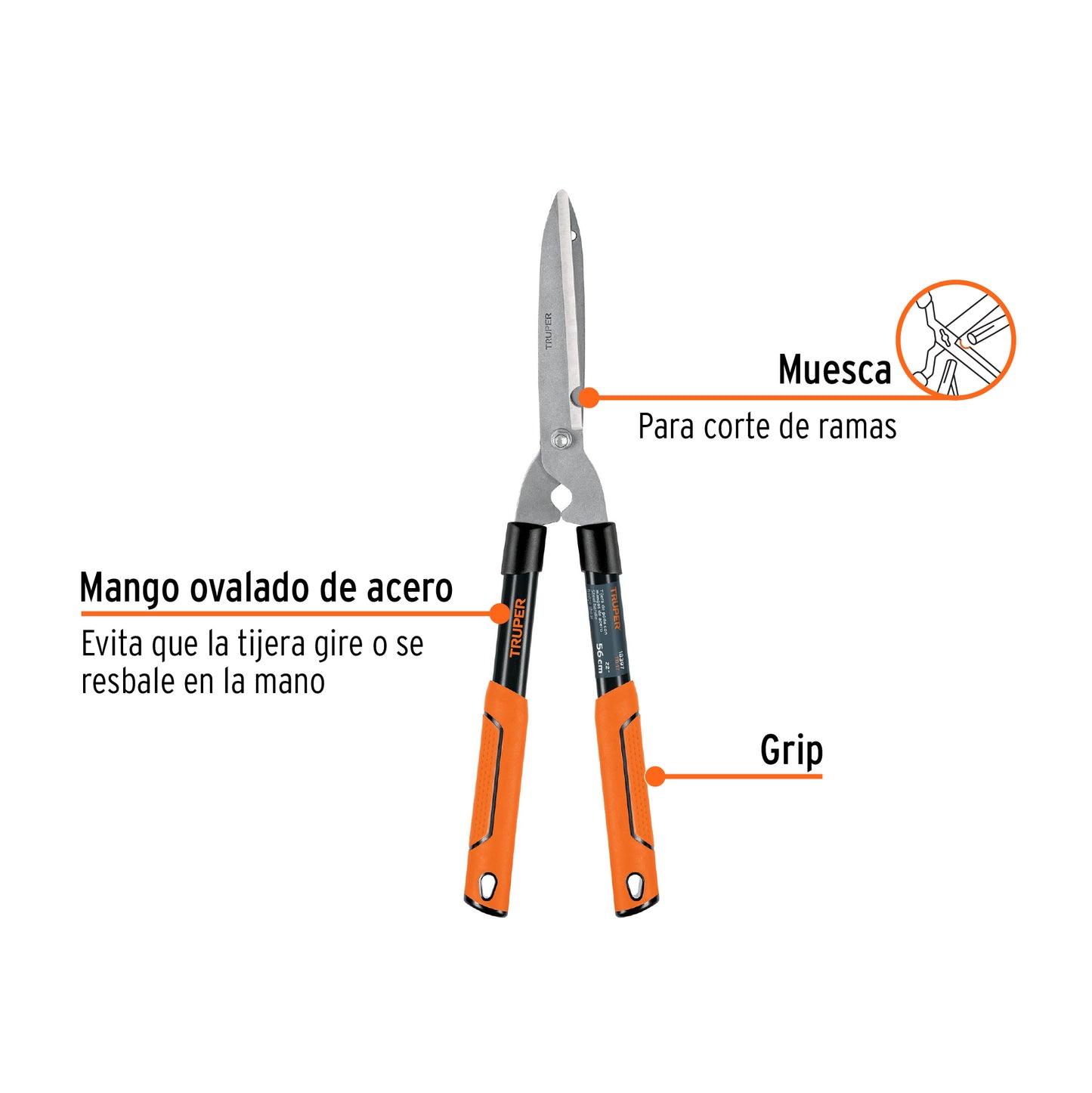 TB-17 Tijera ligera para poda, mangos tubulares, 53 cm