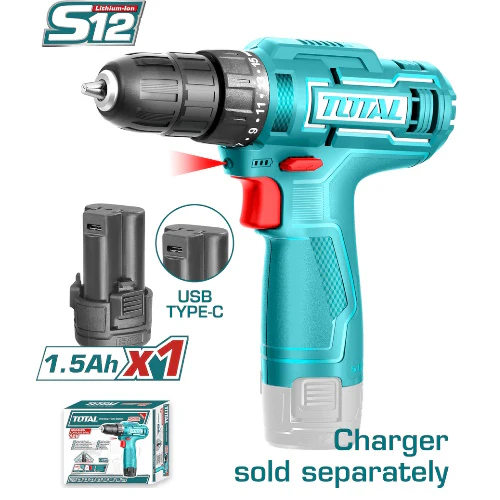 TDLI12428 Taladro inalámbrico 12V 3/8" 20 Nm con 1 batería 1.5A tipo C
