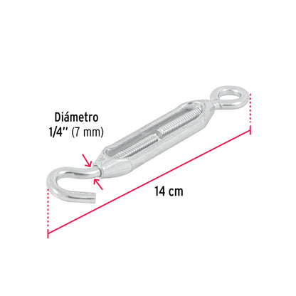 TEN-1/4A Tensor zinc, 1/4', gancho-argolla