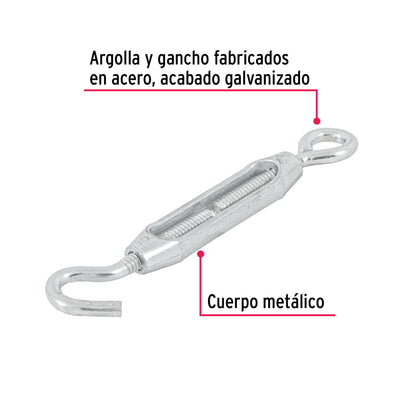 TEN-3/16A Tensor zinc, 3/16', gancho-argolla
