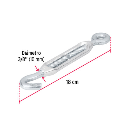 TEN-3/8A Tensor zinc, 3/8', gancho-argolla