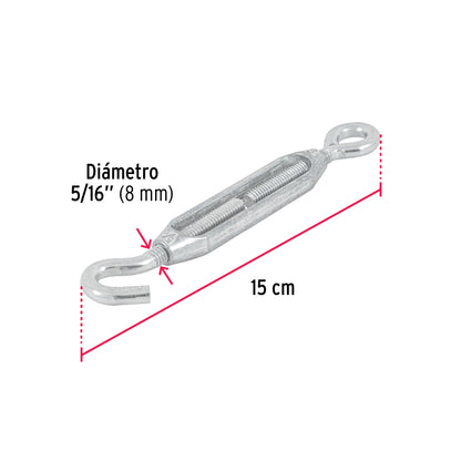 TEN-5/16A Tensor zinc, 5/16', gancho-argolla