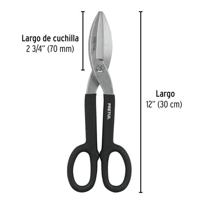TH-12P Tijeras para hojalatero, 12", Pretul