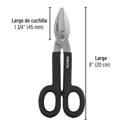 TH-8P Tijera para hojalatero 8", Pretul