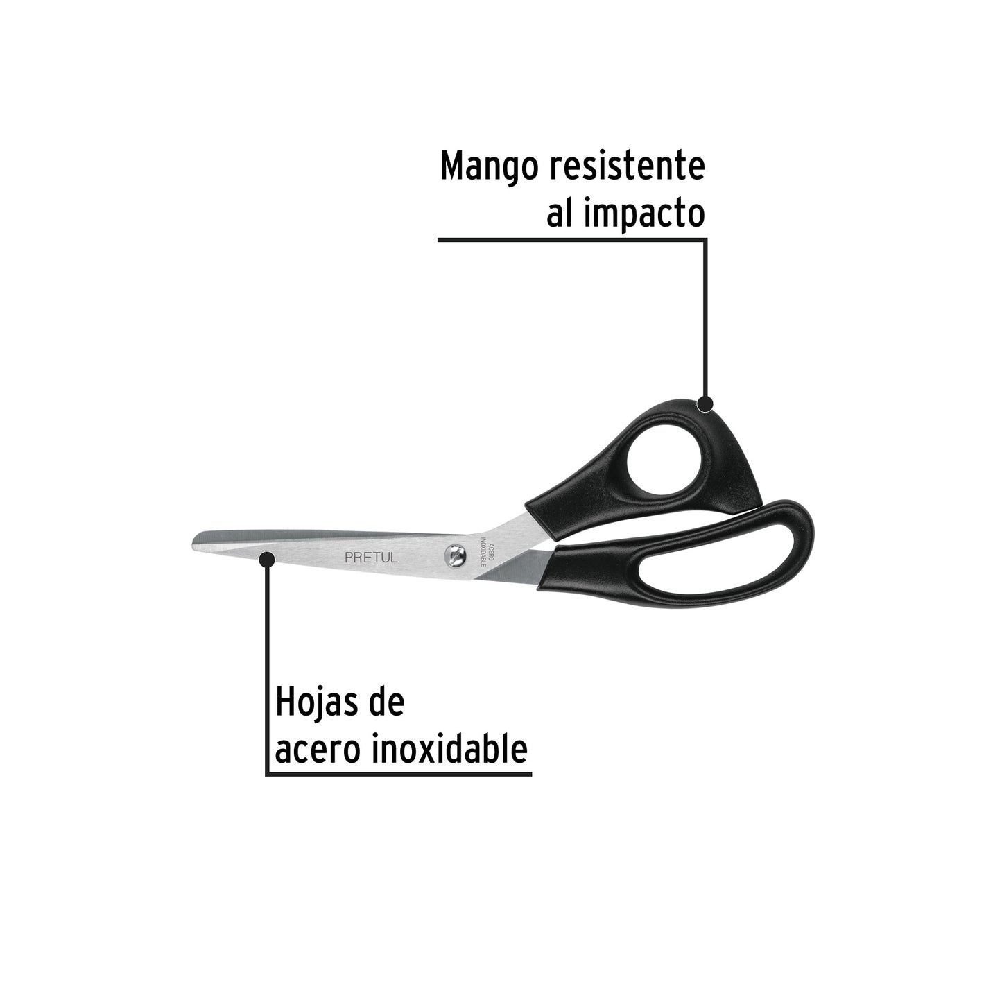 TINOX-8C Tijera para casa y oficina 8', Pretul