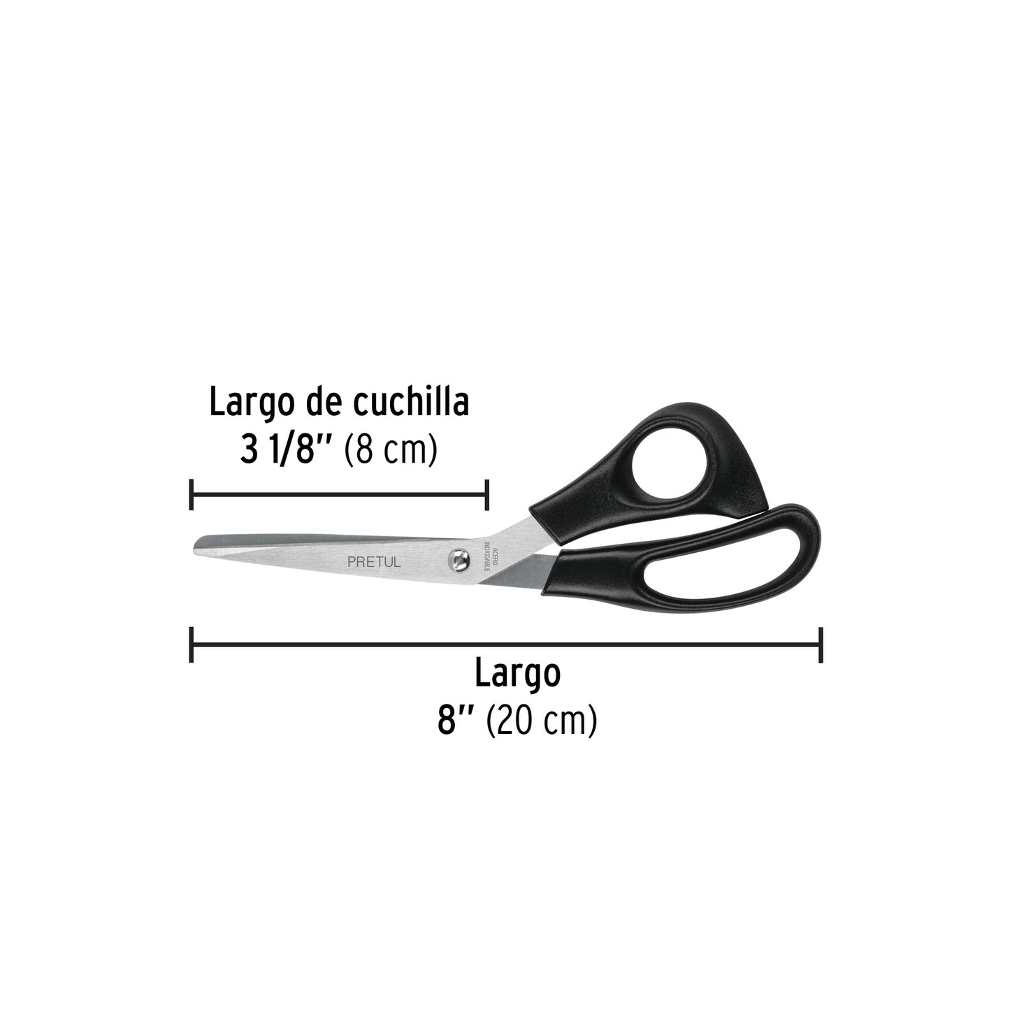 TINOX-8C Tijera para casa y oficina 8', Pretul