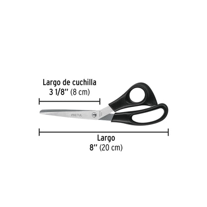 TINOX-8C Tijera para casa y oficina 8', Pretul