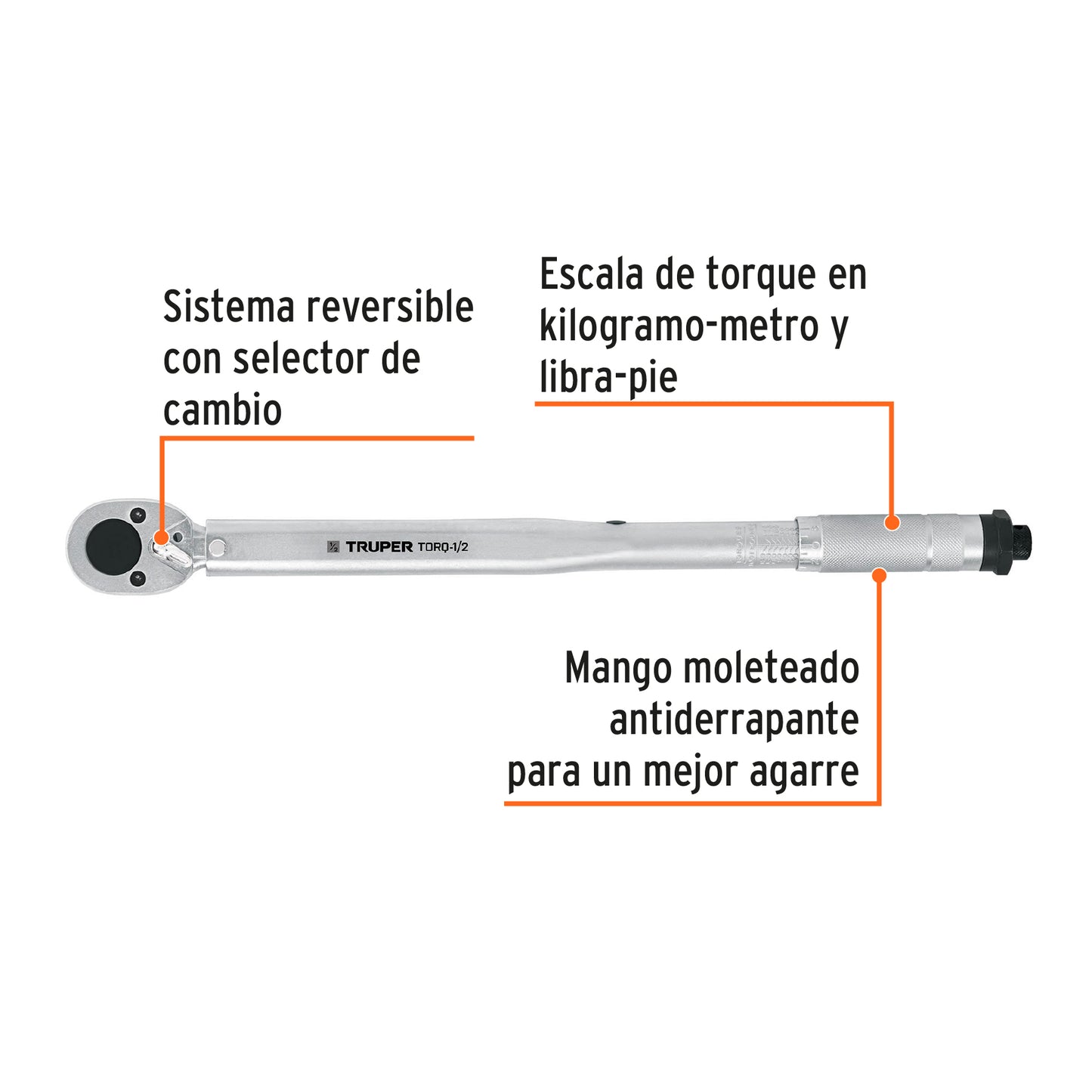 TORQ-1/2 Torquímetro de trueno, dos lecturas, para copas mando 1/2"