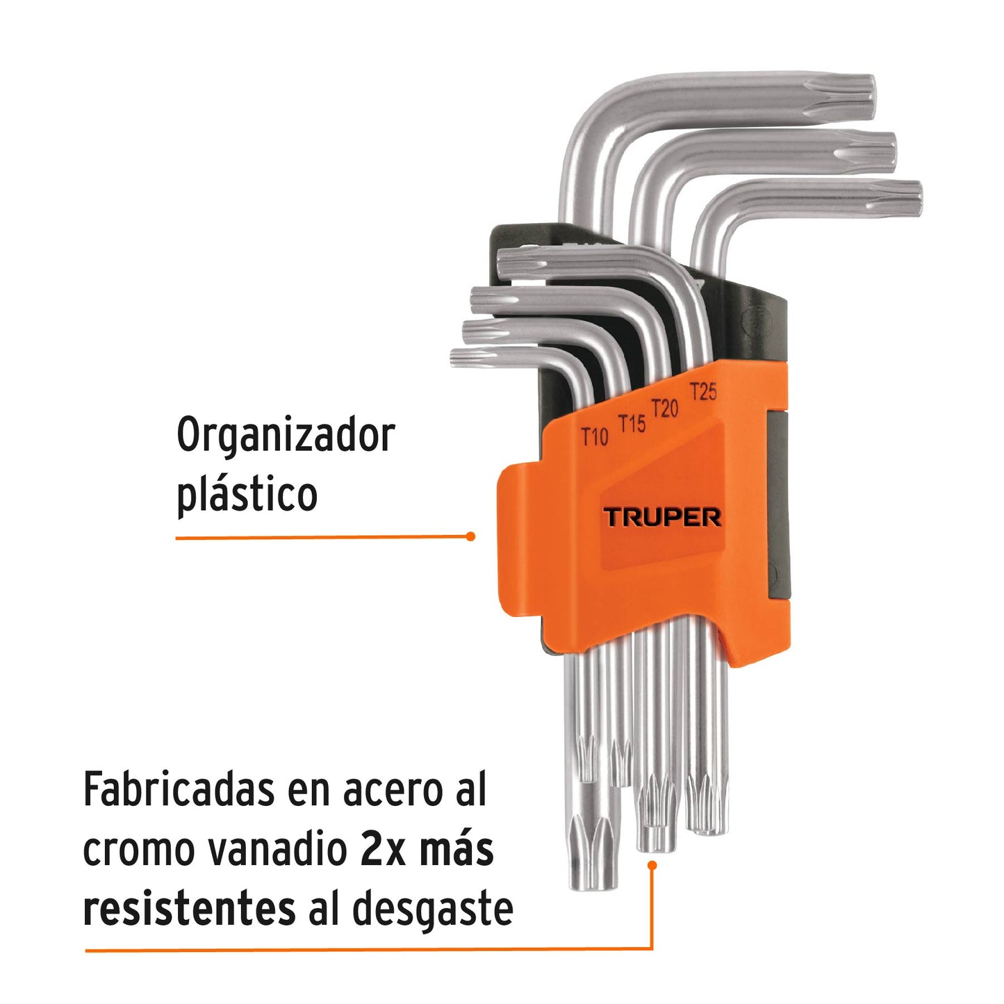 TORX-7C Juego de 7 llaves torx, organizador abatible