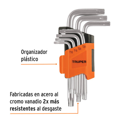 TORX-7C Juego de 7 llaves torx, organizador abatible