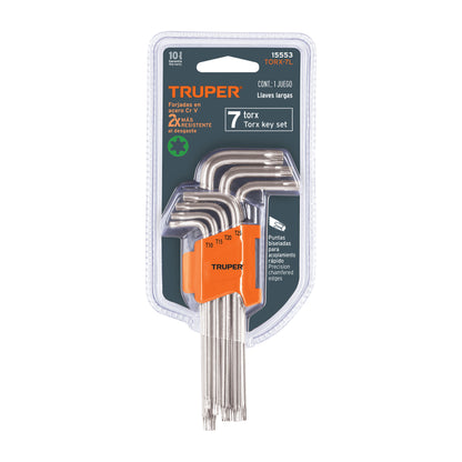 TORX-7L Juego de 7 llaves torx largas, organizador abatible