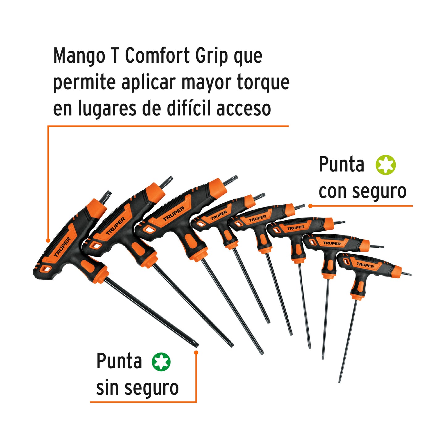 TORX-8TLX Juego de 8 llaves torx mango T, T9-T40