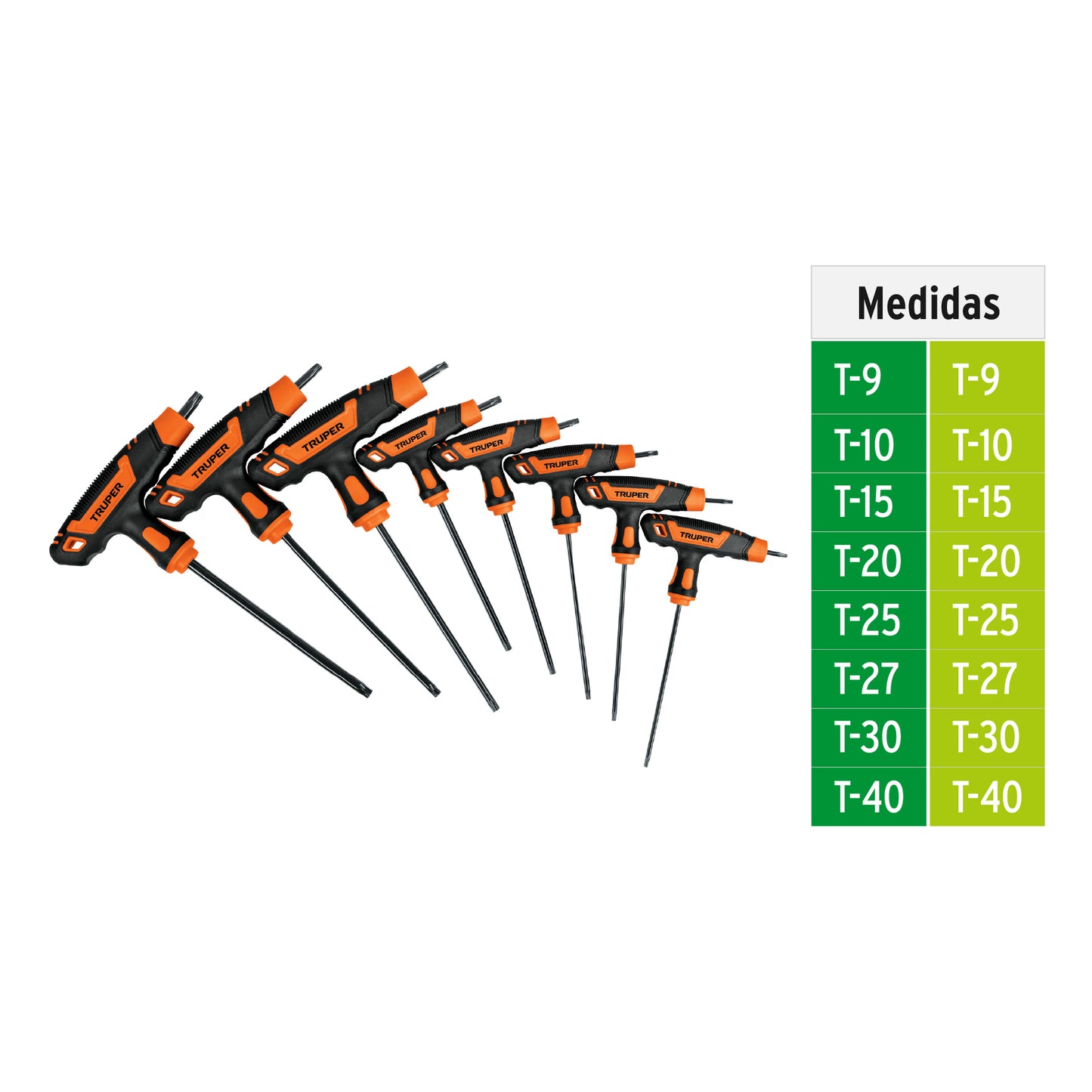 TORX-8TLX Juego de 8 llaves torx mango T, T9-T40