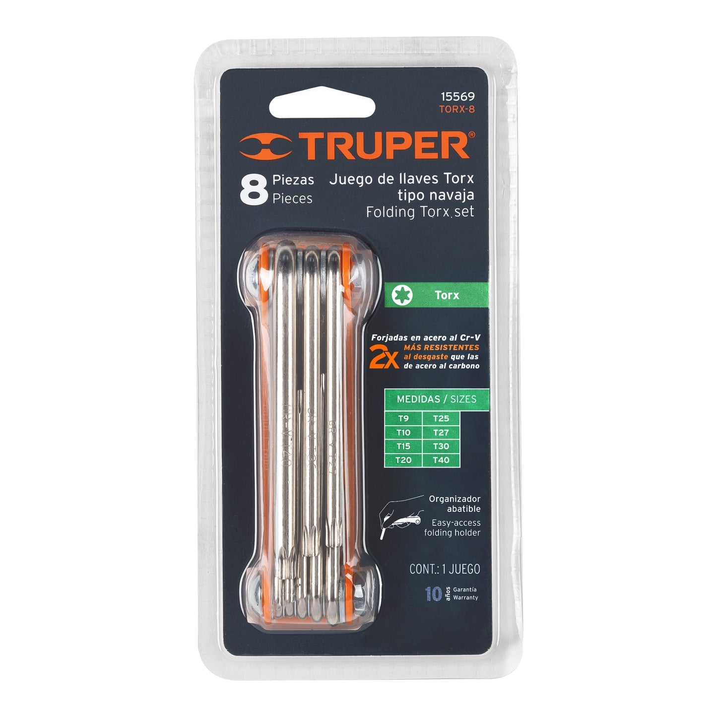 TORX-8 Juego de 8 llaves torx tipo navaja, cuerpo de lámina