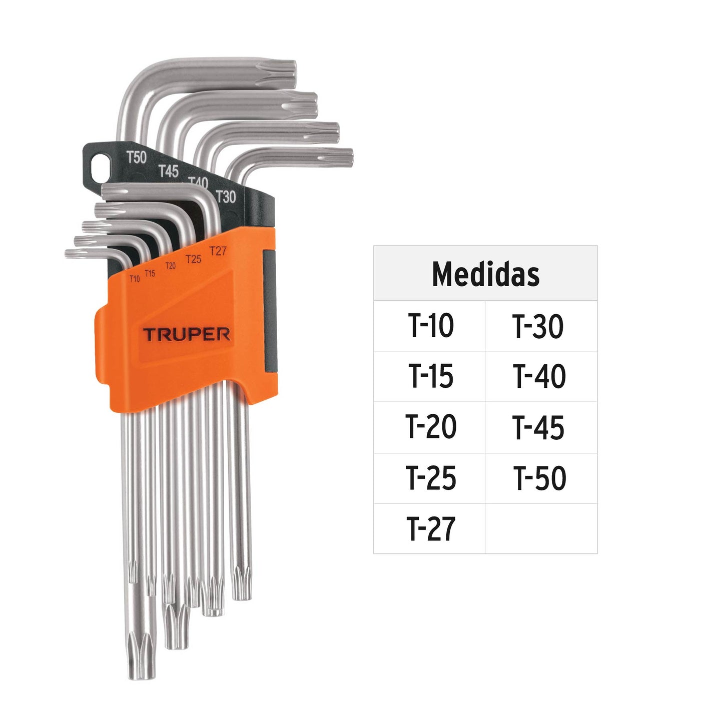 TORX-9L Juego de 9 llaves torx largas, organizador abatible