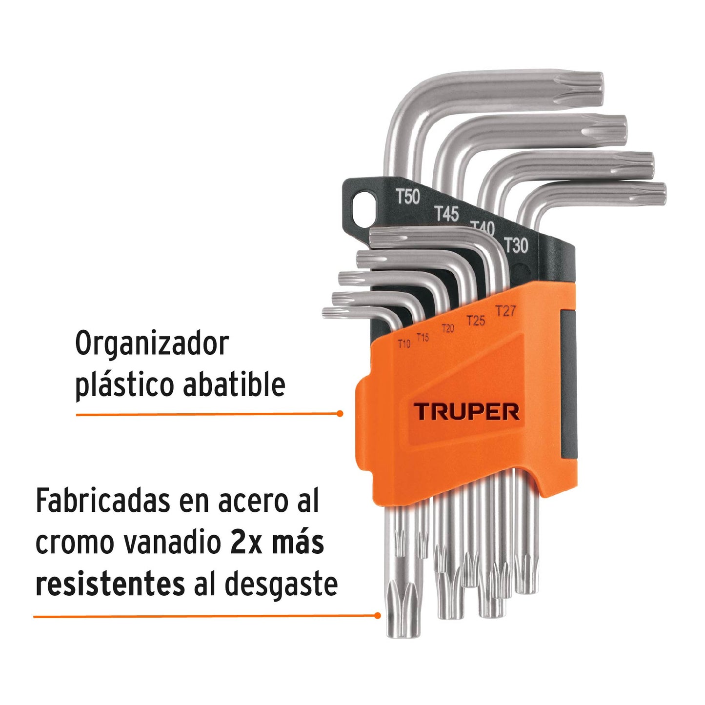 TORX-9 Juego de 9 llaves torx, organizador abatible