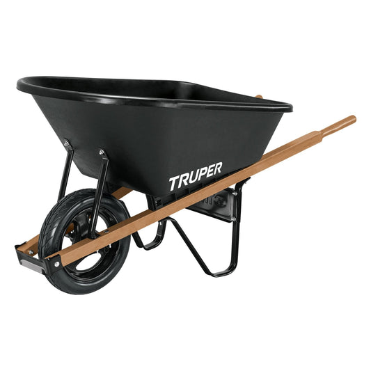TP-6FF-CO Carretilla 6ft3, platón plástico, mgos/madera 1-3/4", rueda antipinchazo