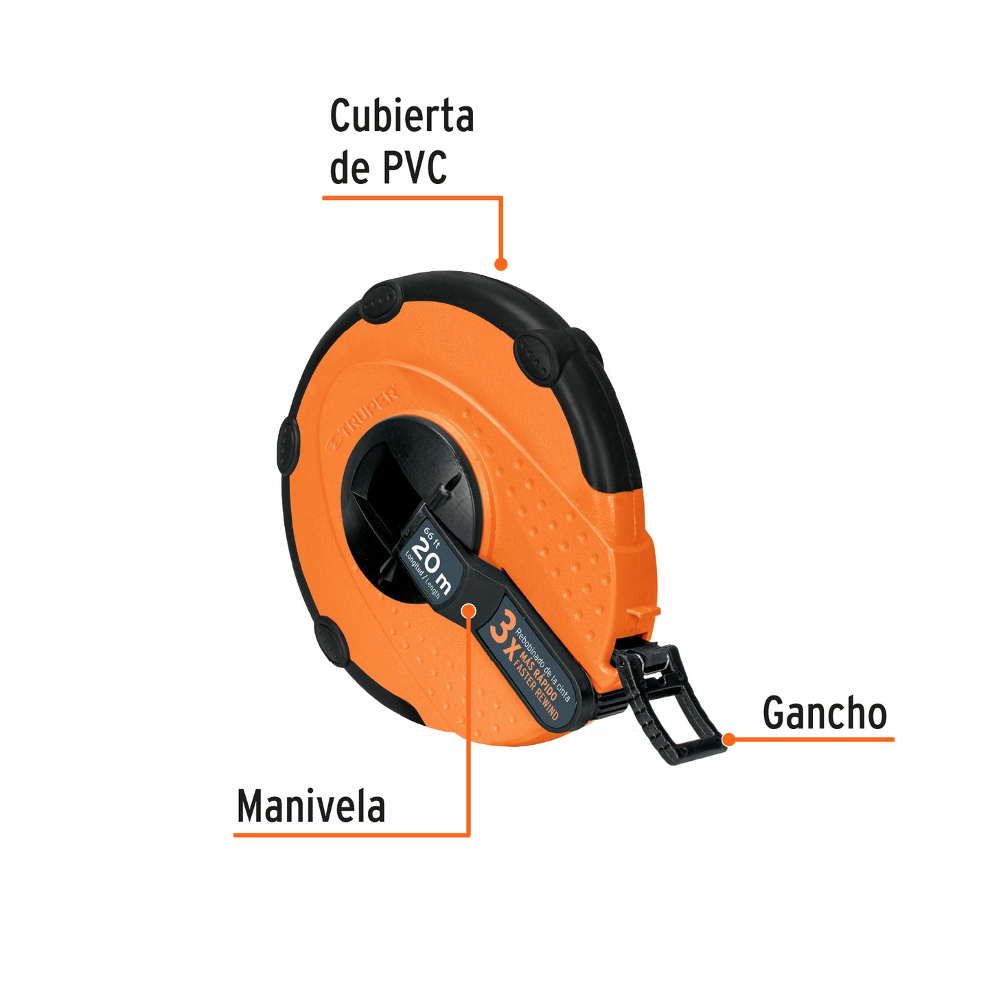 TP20ME Cinta métrica fibra de vidrio, carcasa plástica, 20 m