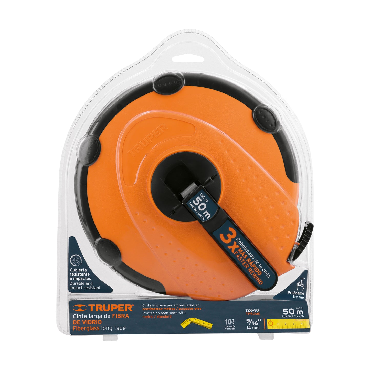 TP50ME Cinta métrica fibra de vidrio, carcasa plástica, 50 m