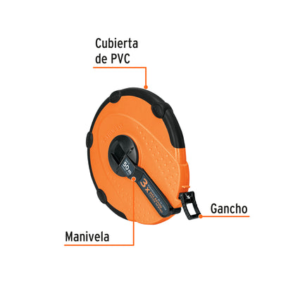 TP50ME Cinta métrica fibra de vidrio, carcasa plástica, 50 m